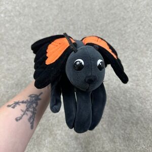 Plush Creations Inc Butterfly Hand Puppet Black Orange Insect Soft Toy Vintage